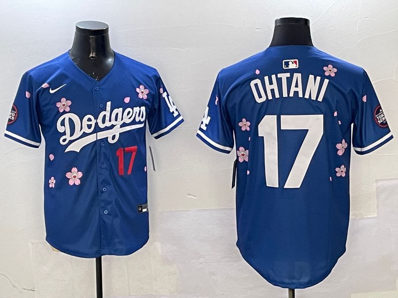 Men Los Angeles Dodgers #17 Ohtani Blue Sakura Edition 2025 Nike MLB Jersey style 4->los angeles dodgers->MLB Jersey